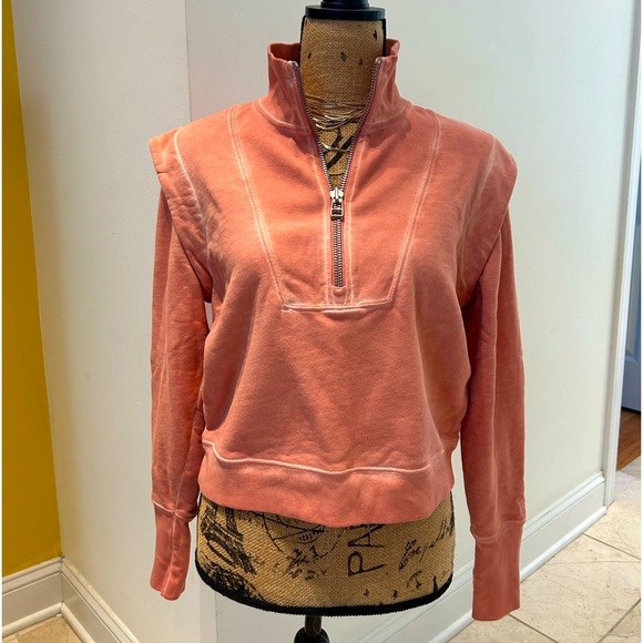 Veronica Beard Jeans Dylan Sweatshirt Rosewood Pink Quarter Zip Sweater SZ S - Picture 1 of 13